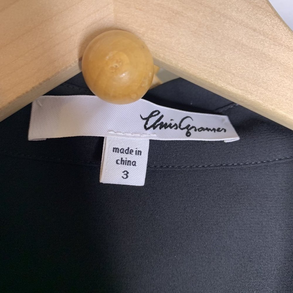 Chris Gramer Black Sheer Button Down Open Back To… - image 4